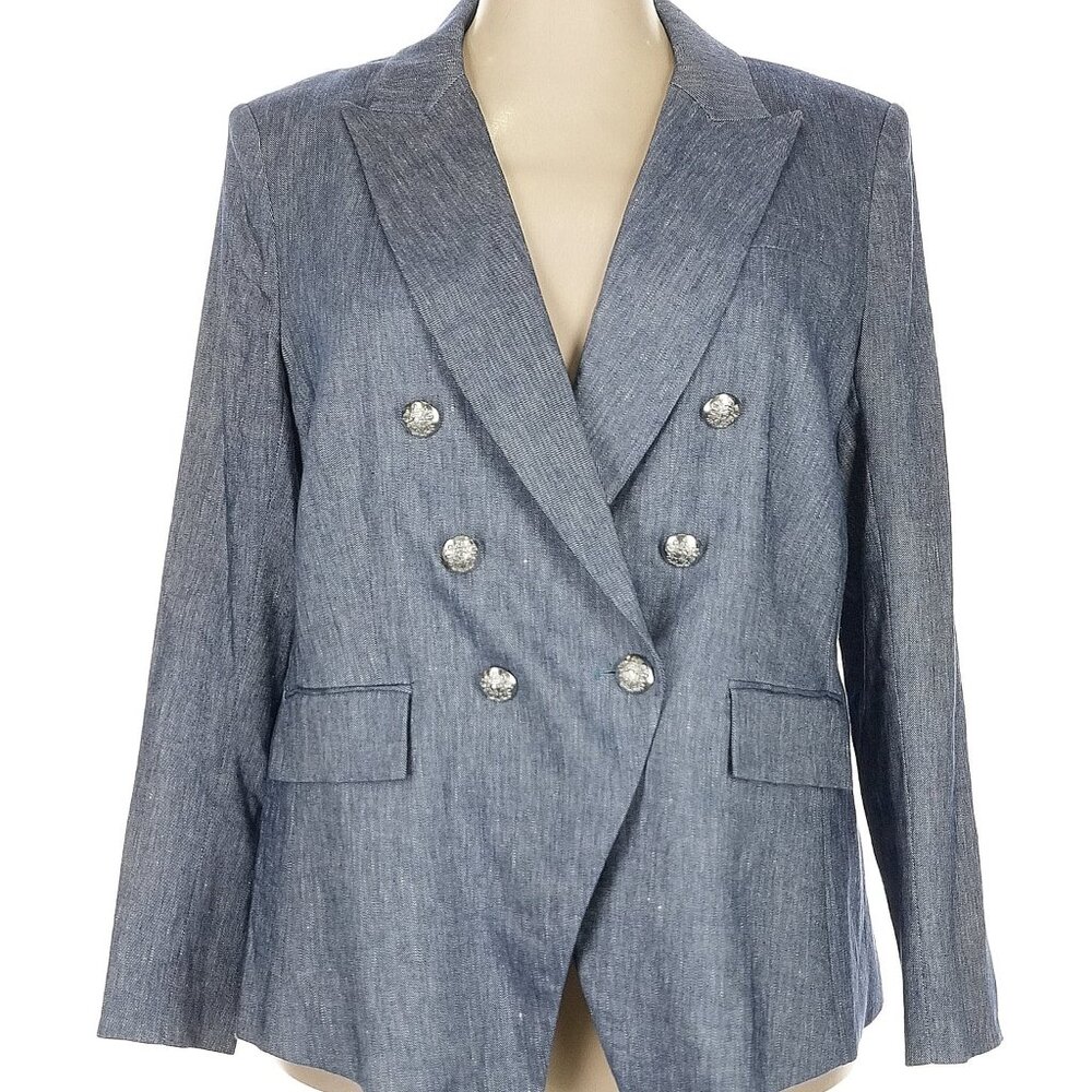 Veronica Beard blue linen double breasted blazer Size: 20 NWTO